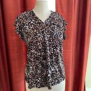 Chaus Brown and Black with Navy Animal Print Blouse